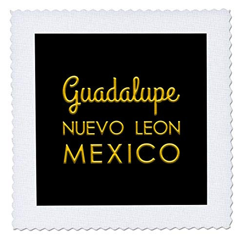 3dRose Alexis Design - Mexican Cities Gold on Black - Guadalupe Nuevo Leon Mexico. Yellow text on black amulet gift - 25x25 inch quilt square -qs_322831_10-