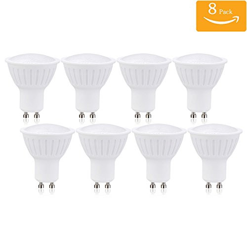 (Pack of 8) GU10 Base LED Spotlight Bulbs 5Watt, Soft White 3000K, 500lumen, AC 120V Dimmable 50W Halogen Bulbs Equivalent 120 Degree Beam Angle Standard Size LED Light Bulbs