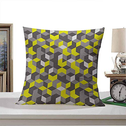 ZWARRT Bed Pillows Grey and Yellow3D Print Inspired Modern Geometrical Boxes Cubes Image Mustard Yellow Black and White 18 inchx18 inchHypoallergenic
