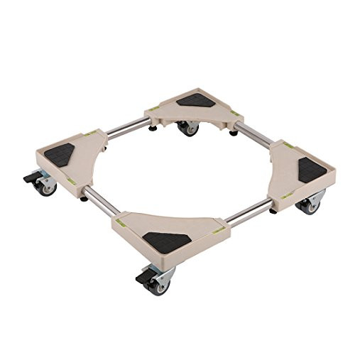 EASYTECH Rectangle Multi-Functional Movable Adjustable Base with 8 Locking Rubber Swivel Wheels Mobile Case Roller Telescopic Furniture Dolly for Double-Door Refrigerator Dryer and Washing Machine