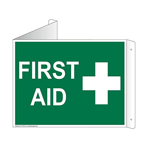 First Aid Triangle-Mount Projection Wall Sign 9x7 inch Aluminum for Emergency Response Made in USA by ComplianceSigns