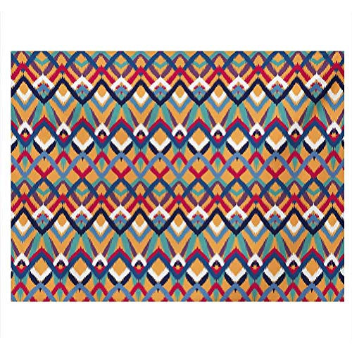 ScottDecor Ikat Aquarium Background Back Strapped Native Ceremonial Type Ikat Patterns Group of Irregular Lines Art PVC Adhesive Static Cling Wallpaper Sticker Red Blue Orange W30 x L12 Inch