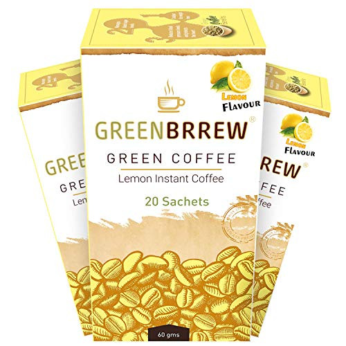 Greenbrrew Healthy 100 percent Natural Lemon Instant Unroasted Green Coffee Beans Extract - Each Pack 60g -20 Sachets PP- - Pack of 3 Greenbrrew Healthy 100 percent Natural Lemon Instant Unroasted Green Coffee Beans Extract - Each Pack 60g -20 Sachets PP- - Pack of 3