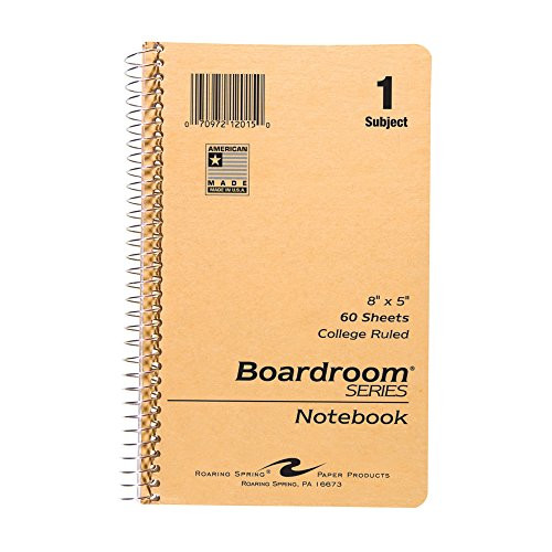 Roaring Spring Wirebound Notebook One Subject 8 inch x 5 inch 60 sheets College Ruled Brown Kraft Covers