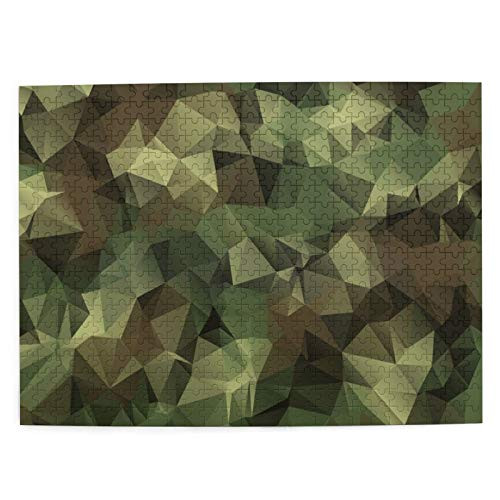 Jigsaw Puzzles 500 PiecesAbstract Camouflage Geometric Triangle Shapes BackgroundLarge Family Puzzle Game Artwork for Adults Teens