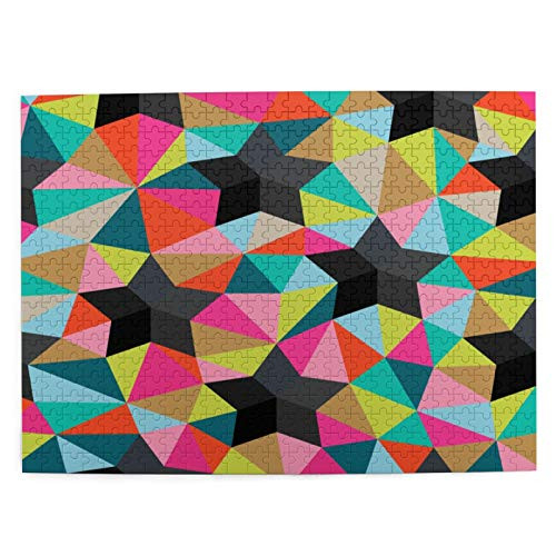 Jigsaw Puzzles 500 PiecesGeometric Stars And Triangles Stars Seamless TrianglesLarge Family Puzzle Game Artwork for Adults Teens