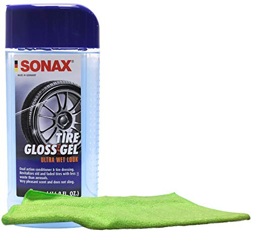 Sonax Revitalizing Tire Gloss Gel -16.9 oz- Bundled with a Microfiber Cloth -2 Items-