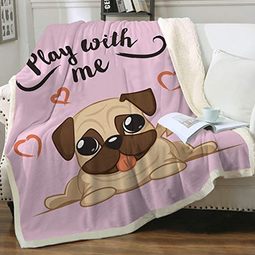 Sleepwish Pug Blankets and Throws Pug Fleece Blanket for Kids Girls Puppy Blanket Pink Dog Sherpa Reversible Blanket Brown Puppies Soft Cute Animal Throw Blanket for Couch Bed Chair Throw -50 inchx60 inch- Sleepwish Pug Blankets and Throws Pug Fleece Blanket for Kids Girls Puppy Blanket Pink Dog Sherpa Reversible Blanket Brown Puppies Soft Cute Animal Throw Blanket for Couch Bed Chair Throw -50 inchx60 inch-