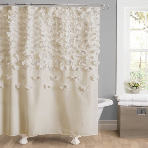 Lush Decor Lucia Shower Curtain, 72-Inch by 72-Inch, Ivory
