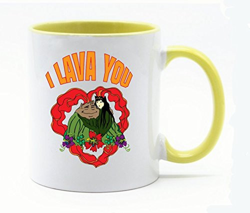 11 Ounce I Lava You Coffee Mug or Tea Cup White PlusYellow