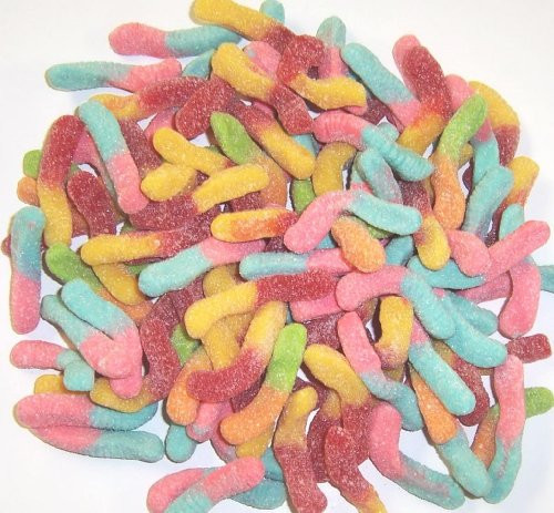 Scotts Cakes Sour Neon Inchworms in a 1 Pound Plastic Deli Container