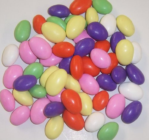 Scotts Cakes Chocolate Jordan Almonds in a 1 Pound Plastic Deli Container