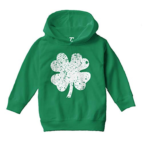 Distressed Four Leaf Clover - Luck Irish Toddler/Youth Fleece Hoodie -Kelly Medium -Youth-- Distressed Four Leaf Clover - Luck Irish Toddler/Youth Fleece Hoodie -Kelly Medium -Youth--