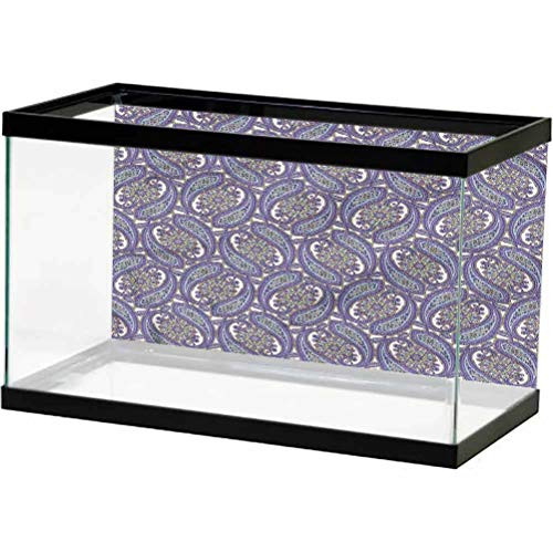 ScottDecor Paisley Aquarium Background Sticker Flower Side Aquarium Poster Background Decoration L30 X H18 Inch
