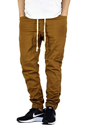 AIRNINE Mens Premium Twill Drop Crotch Jogger Pants S-5XL -DK Wheat Small-