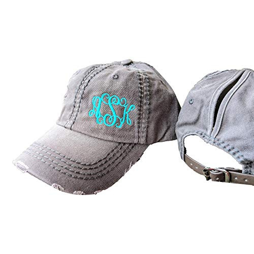 Loaded Lids Customized Womens Monogrammed High Ponytail Cap Monogrammed Hat Side Monogram
