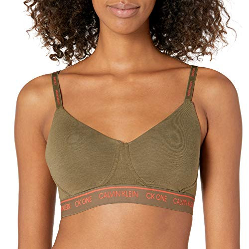 Calvin Klein Womens CK One Cotton Lightly Lined Bralette Muted Pine M