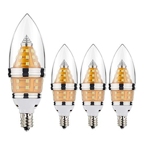 E12 LED Light BULB,EKSAVE 12W E12 LED Candelabra Bulb, Equivalent to 80-100 Watt Light Bulbs,1200 Lumens LED Candle Bulbs, Warm White,Torpedo Shape,Non-dimmable(3000K,4pcs)