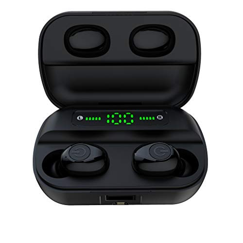 True Wireless Earbuds Bluetooth 5.0 Earbuds Waterproof TWS Stereo in-Ear Headphones 1500mAh Charging Case with LED Digital Display Built-in Mic Earphones