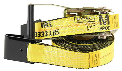 Mytee Products Ratchet Tie-Down Straps with Flat Hooks 2 inch x 30 Ratchet Straps Yellow - 10000 Lbs Breaking Strength - TieDown Ratchet Straps for Flatbed Truck Trailers Pickup