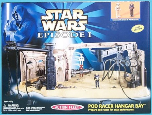 Star Wars Episode 1 Podracer Hangar Bay with Pit Droid & Mechanic