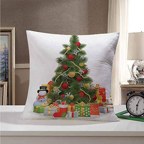 StarsART Pillow Cases ChristmasXmas Tree with Vivid Balls and Snowflakes New Year Celebration Theme ArtRed Green Yellow 24 inchx24 inchHypoallergenic StarsART Pillow Cases ChristmasXmas Tree with Vivid Balls and Snowflakes New Year Celebration Theme ArtRed Green Yellow 24 inchx24 inchHypoallergenic