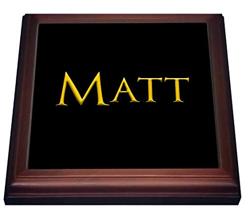 3dRose Matt favored male name in the USA. Yellow on black charm - Trivets -trv_339892_1-