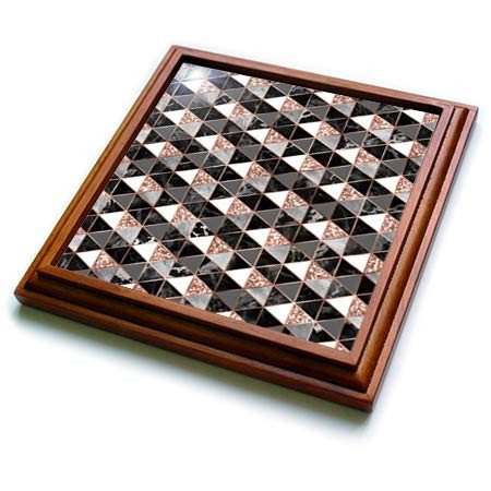 3dRose Modern Black and Pink Image Of Glitter Triangle Geometric Pattern - Trivets -trv_335985_1-