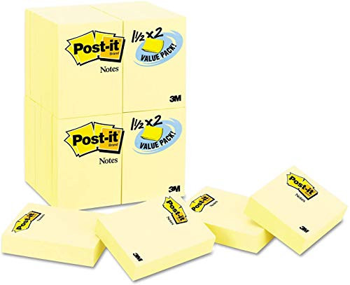 Post-it Mini Notes 1.5x2 in 24 Pads Americas 1 Favorite Sticky Notes Canary Yellow Clean Removal Recyclable -653-24VAD- 1