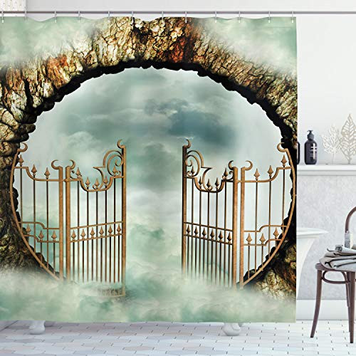 Ambesonne Mystic Shower Curtain Vintage Door Gate in The Sky Surrounded with Clouds Dreamy Castle Fairytale Cloth Fabric Bathroom Decor Set with Hooks 84 inch Long Extra Beige Brown Ambesonne Mystic Shower Curtain Vintage Door Gate in The Sky Surrounded with Clouds Dreamy Castle Fairytale Cloth Fabric Bathroom Decor Set with Hooks 84 inch Long Extra Beige Brown