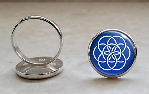 International Flag of Planet Earth .925 Sterling Silver Adjustable Ring