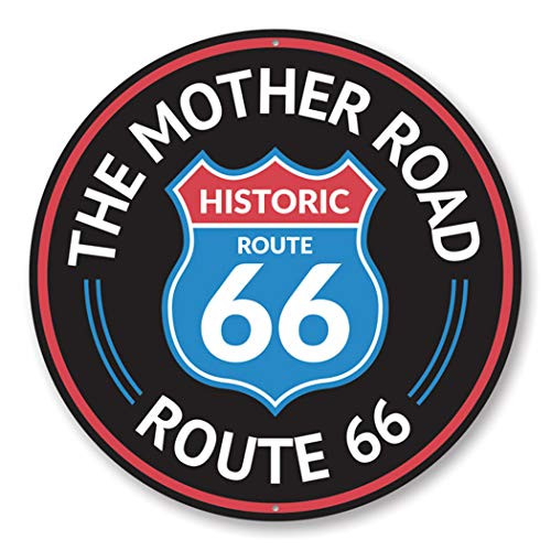 The Mother Road Historic Route 66 Sign Destination Aluminum Sign - 12 inch Circle The Mother Road Historic Route 66 Sign Destination Aluminum Sign - 12 inch Circle