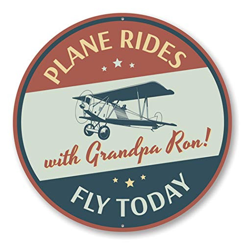 Plane Rides Fly Today Hangar Sign Pilot Gift Sign Aviation Aluminum Sign - 12 inch Circle