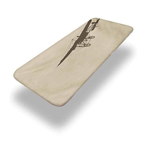 6ft Vintage Elastic Edge Fitted Table CoverRetro Airplane Silhouette on Old Paper Style Background Transportation Adventure Fitted Rectangular Polyester Table Clothfor Outdoor Travel/Holiday/Party