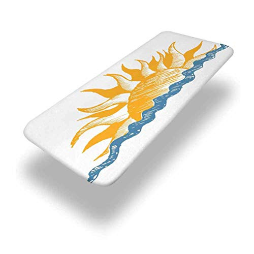 6ft Modern Elastic Edge Picnic Table CoverThe Source of Life Sun with Fire Like Beams and Wave Like Clouds Image Print Fitted Rectangular Polyester Table Clothfor Outdoor Travel/Holiday/Party