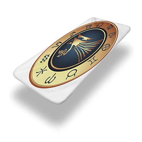 Lyzelre 6ft Zodiac Virgo Elastic Edge Fitted Table CoverCircle with Twelve Sign and Fantasy Woman Holding Wheat Fitted Rectangular Polyester Table Clothfor Camping Dining Outdoor Park Patio