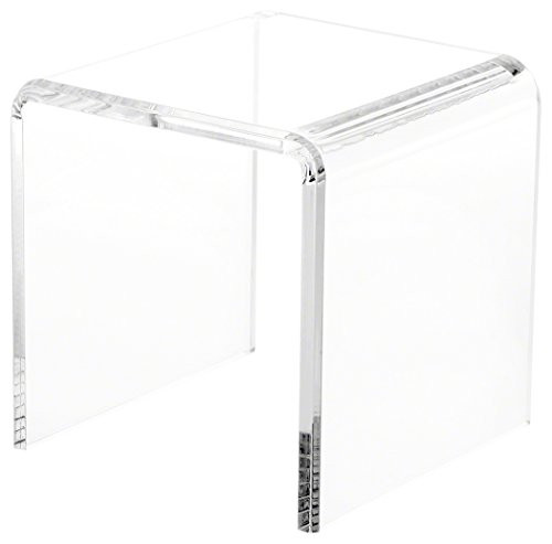 Plymor Clear Acrylic Beveled Square Display Riser 6 inch H x 6 inch W x 6 inch D -3/8 inch Thick-