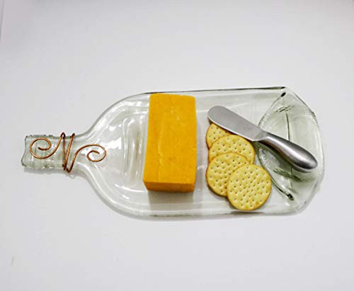Cheese Board Flattened Bottle Platter Clear Glass Recycled Bottle Wire Wrapped