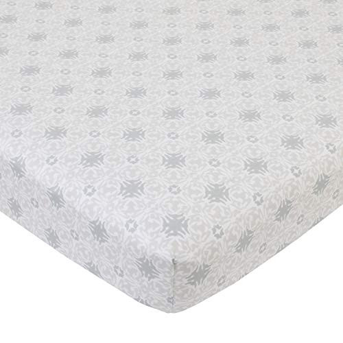 NoJo Serendipity - Taupe and Grey Medallion 100% Cotton Fitted Crib Sheet, Taupe, Grey, Ivory