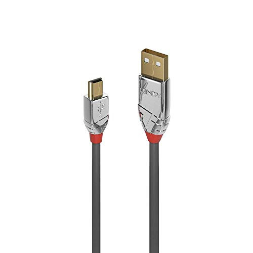 LINDY 36633 USB 2.0 Type A to Mini-B Cable Cromo Line - Grey 3m