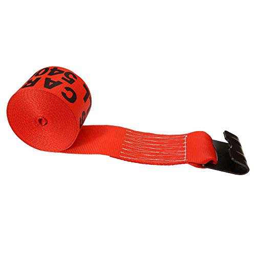 US Cargo Control 4 Inch x 27 Foot Red Winch Strap with Flat Hook
