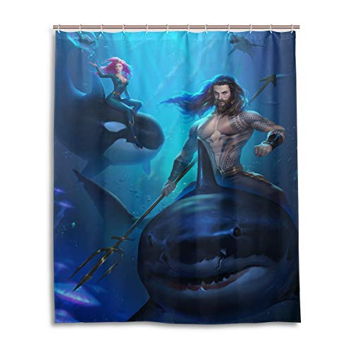 Aquaman Shower Curtain Liner Waterproof Polyester Fabric Bathroom Shower Curtain Fabric Shower Curtain 12 Hooks 60 x 72 inches