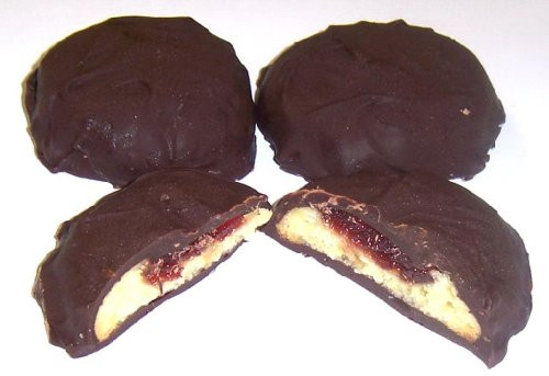 Scotts Cakes Dark Chocolate Covered Raspberry Butter Cookies in a 1 Pound Plastic Deli Container
