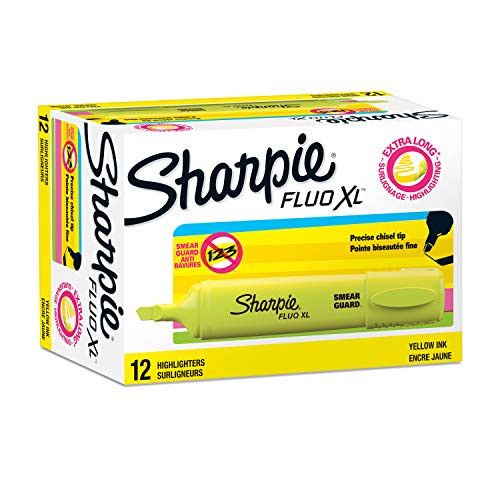 Sharpie Fluo XL Highlighter Chisel Tip - Yellow Pack of 12