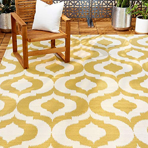 Home Dynamix 14219L-173 Trina Turk Rio Vivianna Moroccan Indoor/Outdoor Area Rug 2x3 Ikat Golden Yellow/Crisp White