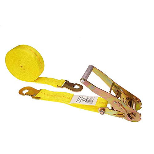 US Cargo Control - Ratchet Strap with Snap Hook - 2 Inch Wide X 27 Foot Long - 2 Inch Ratchet Strap - Yellow Ratchet Strap - Ratchet Strap Snap Hook - Ratchet Strap with Locking Hook to Secure Cargo
