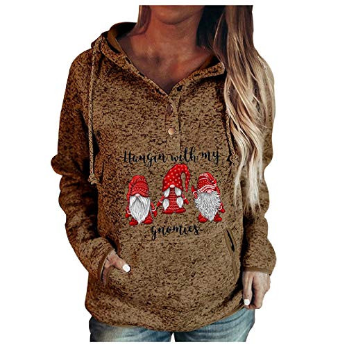 AODONG Womens Hoodies Womens Casual Color Block Hoodies Tops Long Sleeve Drawstring Pullover Sweatshirts with Pocket Brown