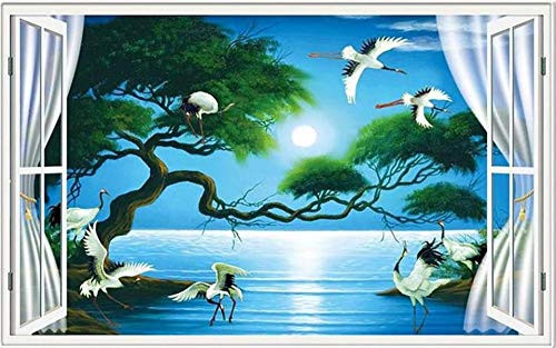 circle-xp 3D Photo Wallpaper Custom Living Room Mural Big Tree Moon Bird Scenery 3D Painting Sofa Tv Background Wall Wallpaper-150Cmx105Cm-Lxh-