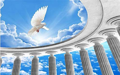 circle-xp Photo Wallpaper Custom Living Room Mural Rome Column Sky White Pigeon Painting Tv Background Wallpaper-150Cmx105Cm-Lxh-