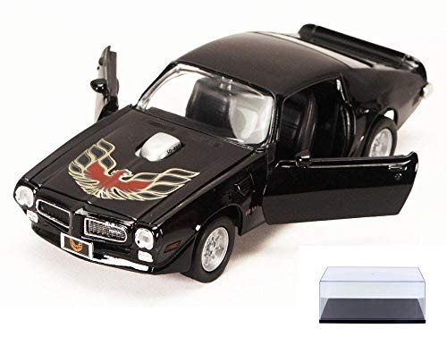 Diecast Car and Display Case Package - 1973 Pontiac Firebird Trans Am Black - Showcasts 73243 - 1/24 Scale Diecast Model Car w/Display Case Diecast Car and Display Case Package - 1973 Pontiac Firebird Trans Am Black - Showcasts 73243 - 1/24 Scale Diecast Model Car w/Display Case